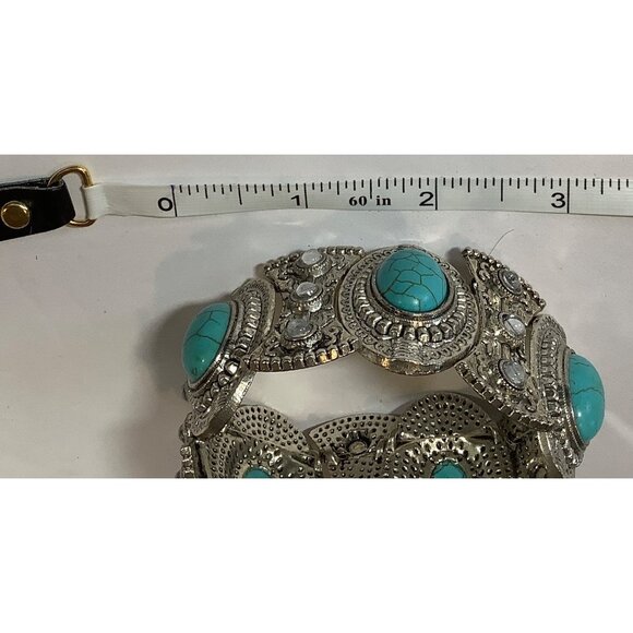 Silvertone & Faux Turquoise Bracelets Set - Picture 3 of 7
